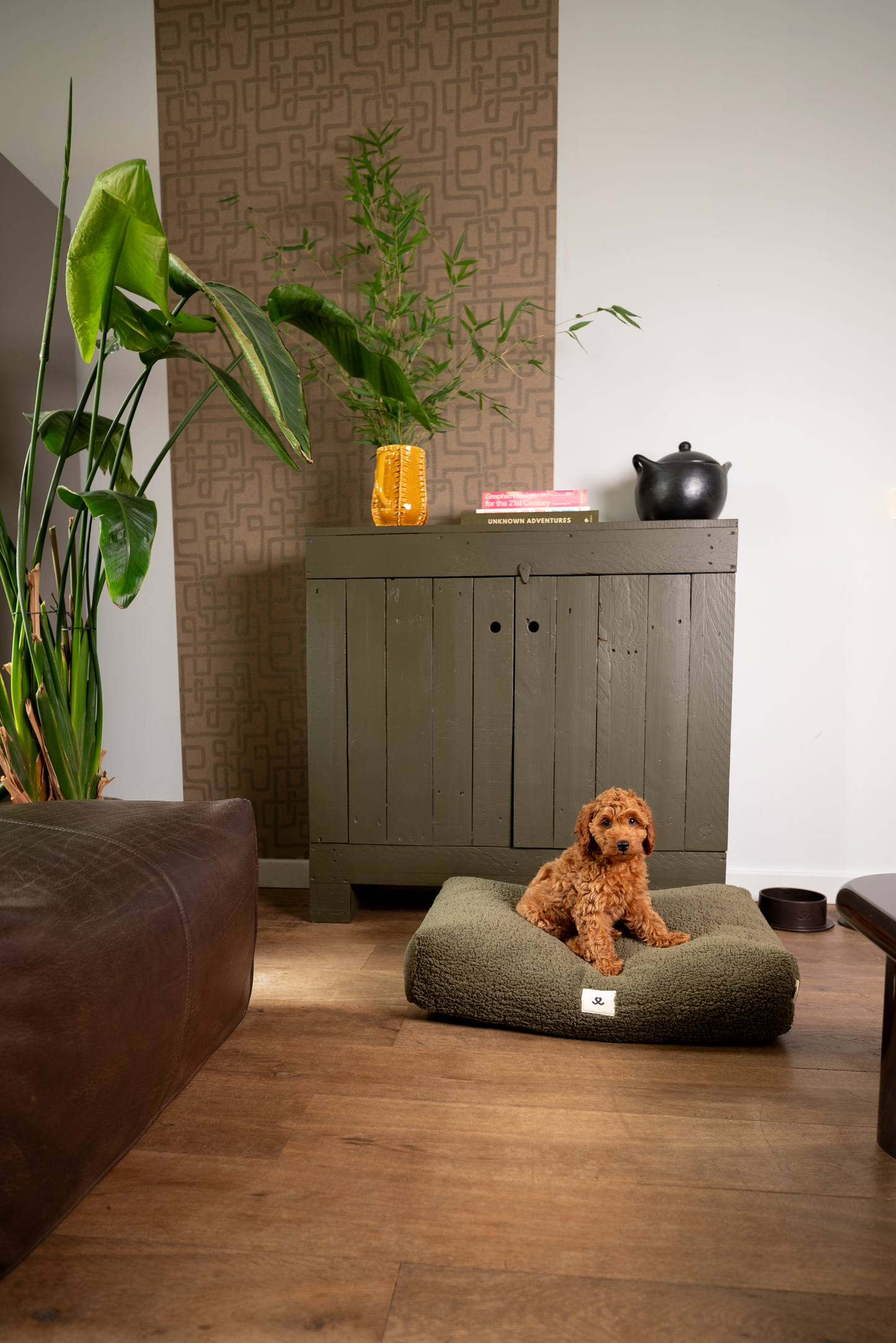 Teddy dog ​​bed olive